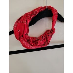 Red Bandana Pattern Crossed Headband